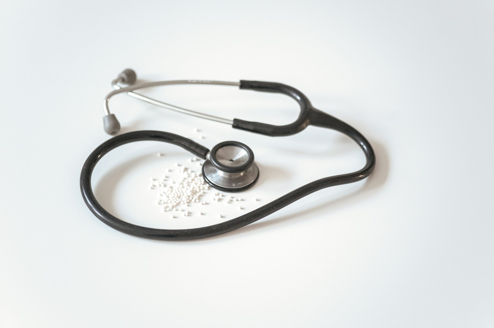 Stethoscope on a clinical work surface